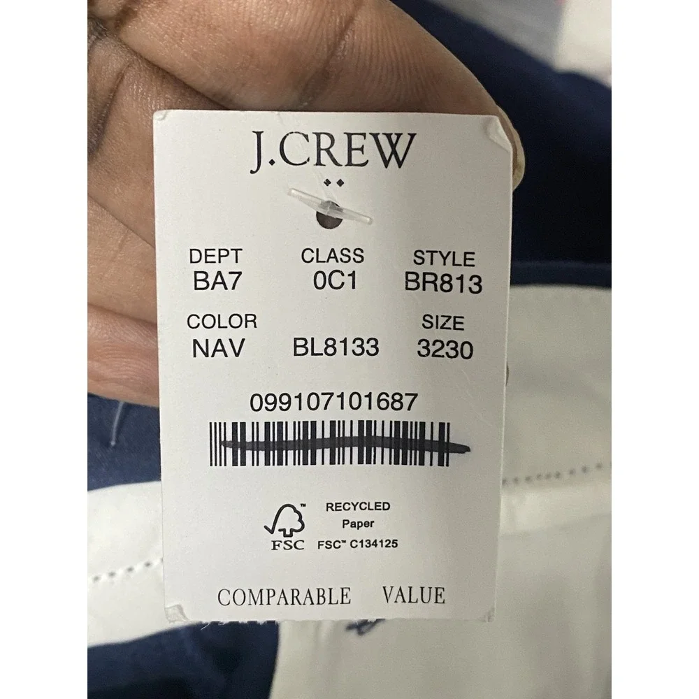 J Crew Navy Blue Relaxed‎ Fit Chino Pants FLEX Flat Front Men's Size 32x30 BR813